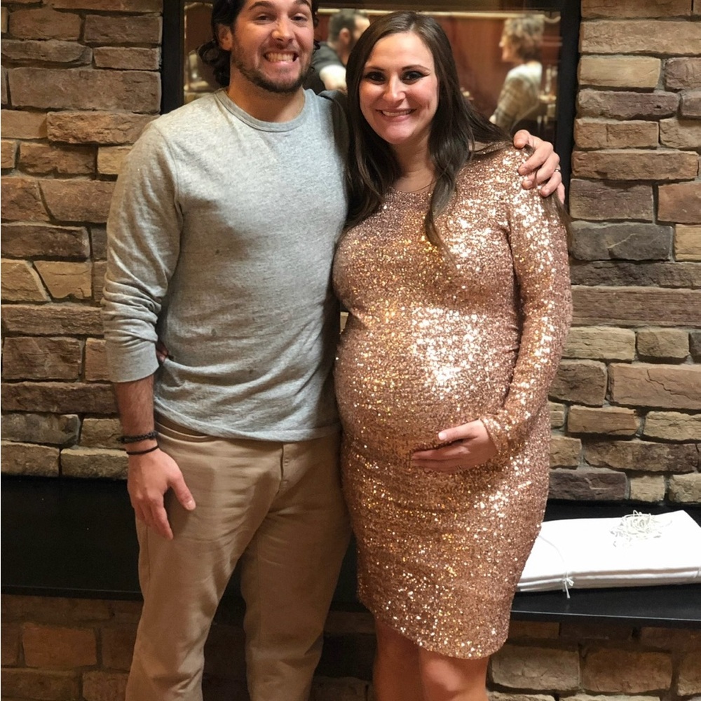 Pinkblush Rose Gold Sequin Midi Dress